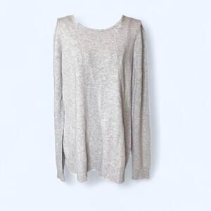 Long Tall Sally 100% Cashmere Grey Marl Crew Neck Sweater - Size Large